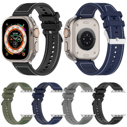 For Apple Watch SE 2022 44mm Ordinary Buckle Hybrid Nylon Braid Silicone Watch Band(Grey) - free shipping - PMC Jewellery - Order now!