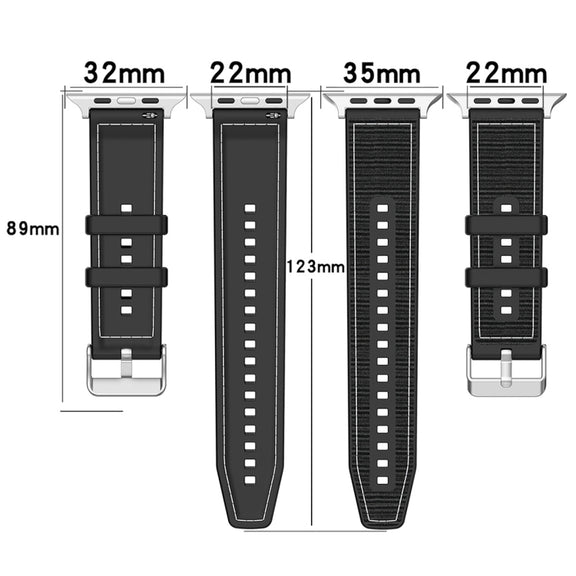For Apple Watch Series 8 41mm Ordinary Buckle Hybrid Nylon Braid Silicone Watch Band(Grey)
