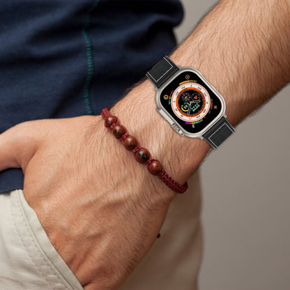 For Apple Watch SE 40mm Ordinary Buckle Hybrid Nylon Braid Silicone Watch Band(Grey) - Watch Bands by PMC Jewellery | Online Shopping South Africa | PMC Jewellery | Buy Now Pay Later Mobicred