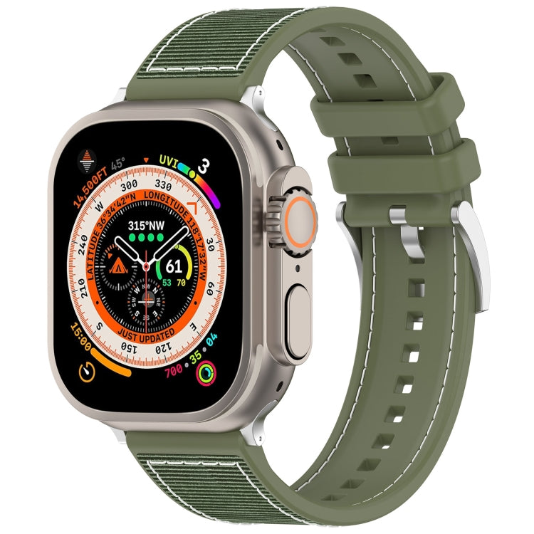 For Apple Watch SE 2023 40mm Official Buckle Hybrid Nylon Braid Silicone Watch Band(Green) - Watch Bands by PMC TechLife | Online Shopping South Africa | PMC TechLife