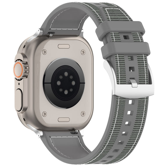 For Apple Watch Series 8 41mm Official Buckle Hybrid Nylon Braid Silicone Watch Band(Grey)