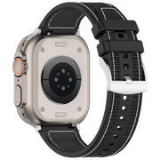 For Apple Watch SE 40mm Official Buckle Hybrid Nylon Braid Silicone Watch Band(Black)