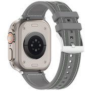 For Apple Watch SE 44mm Official Buckle Hybrid Nylon Braid Silicone Watch Band(Grey)