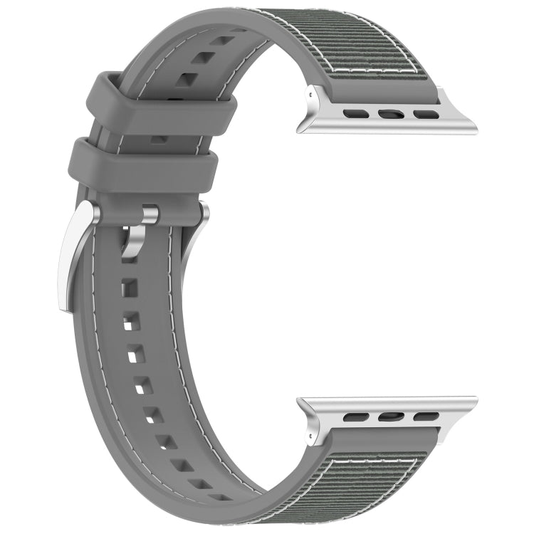For Apple Watch SE 44mm Official Buckle Hybrid Nylon Braid Silicone Watch Band(Grey)