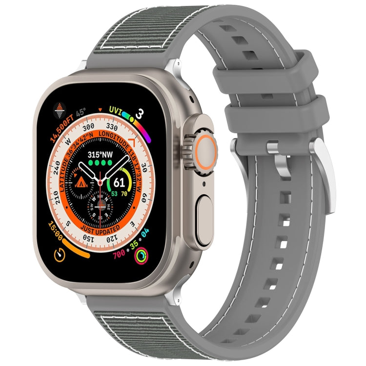 For Apple Watch Series 6 44mm Official Buckle Hybrid Nylon Braid Silicone Watch Band(Grey) - Watch Bands by PMC TechLife | Online Shopping South Africa | PMC TechLife