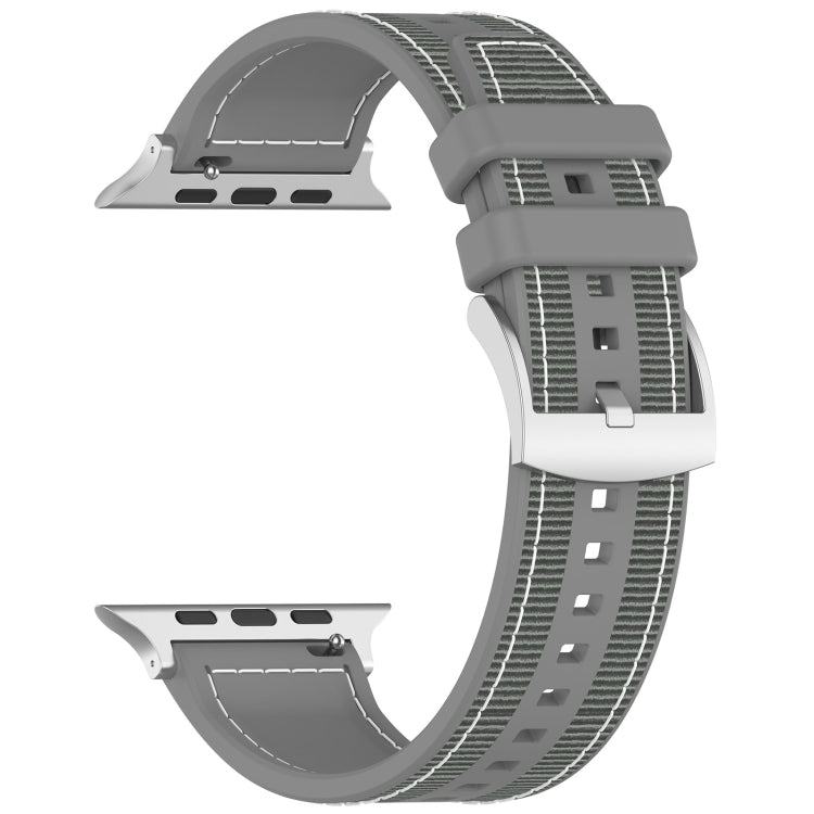 For Apple Watch Series 5 44mm Official Buckle Hybrid Nylon Braid Silicone Watch Band(Grey) - free shipping - PMC TechLife - Order now!