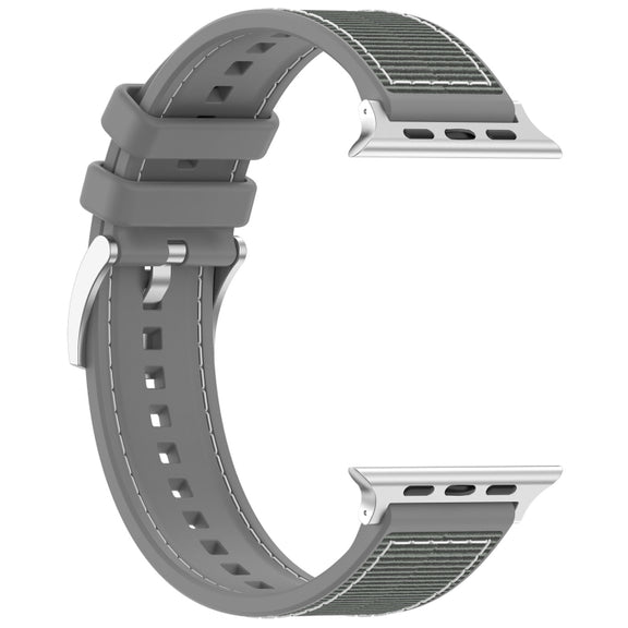 For Apple Watch Series 2 38mm Official Buckle Hybrid Nylon Braid Silicone Watch Band(Grey)