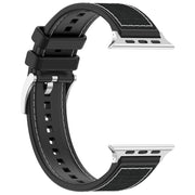 For Apple Watch 38mm Official Buckle Hybrid Nylon Braid Silicone Watch Band(Black)