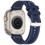 For Apple Watch 38mm Official Buckle Hybrid Nylon Braid Silicone Watch Band(Midnight Blue)