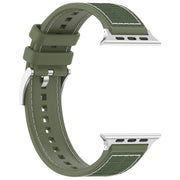 For Apple Watch 38mm Official Buckle Hybrid Nylon Braid Silicone Watch Band(Green)