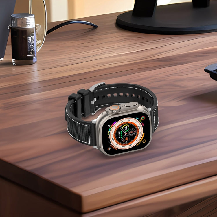 For Apple Watch SE 40mm Official Buckle Hybrid Nylon Braid Silicone Watch Band(Green) - Watch Bands by PMC TechLife | Online Shopping South Africa | PMC TechLife