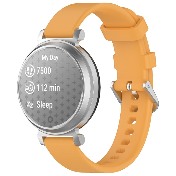 For Garmin Lily 2 14mm Silver Buckle Silicone Watch Band Wristband(Yellow) - Watch Bands by PMC TechLife | Online Shopping South Africa | PMC TechLife