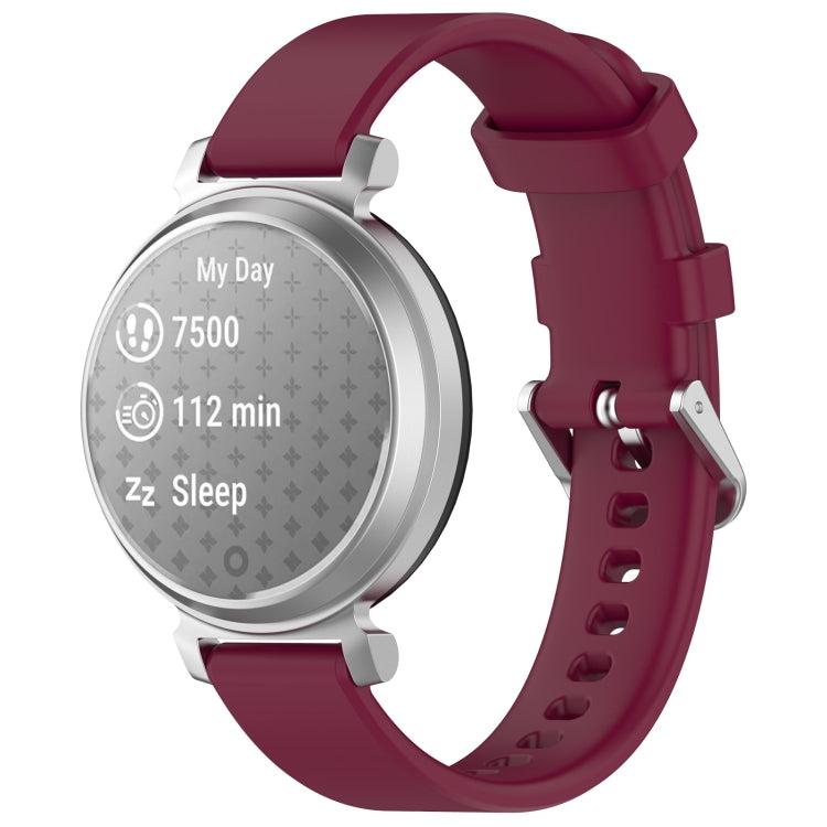 For Garmin Lily 2 14mm Silver Buckle Silicone Watch Band Wristband(Wine Red) - Watch Bands by PMC TechLife | Online Shopping South Africa | PMC TechLife