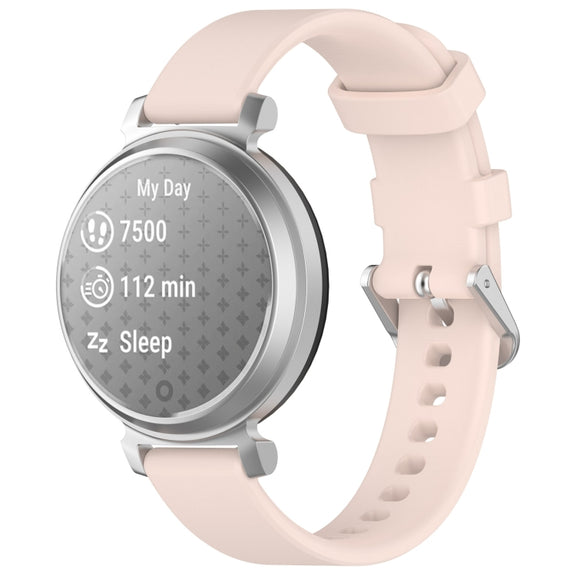 For Garmin Lily 2 14mm Silver Buckle Silicone Watch Band Wristband(Light Pink)