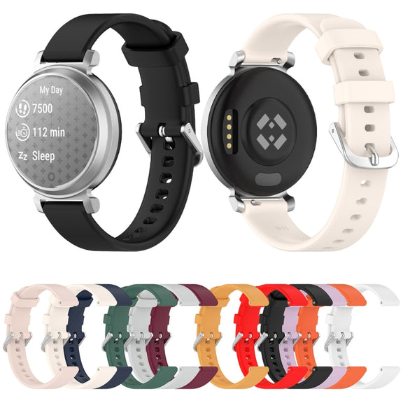For Garmin Lily 2 14mm Silver Buckle Silicone Watch Band Wristband(Black)