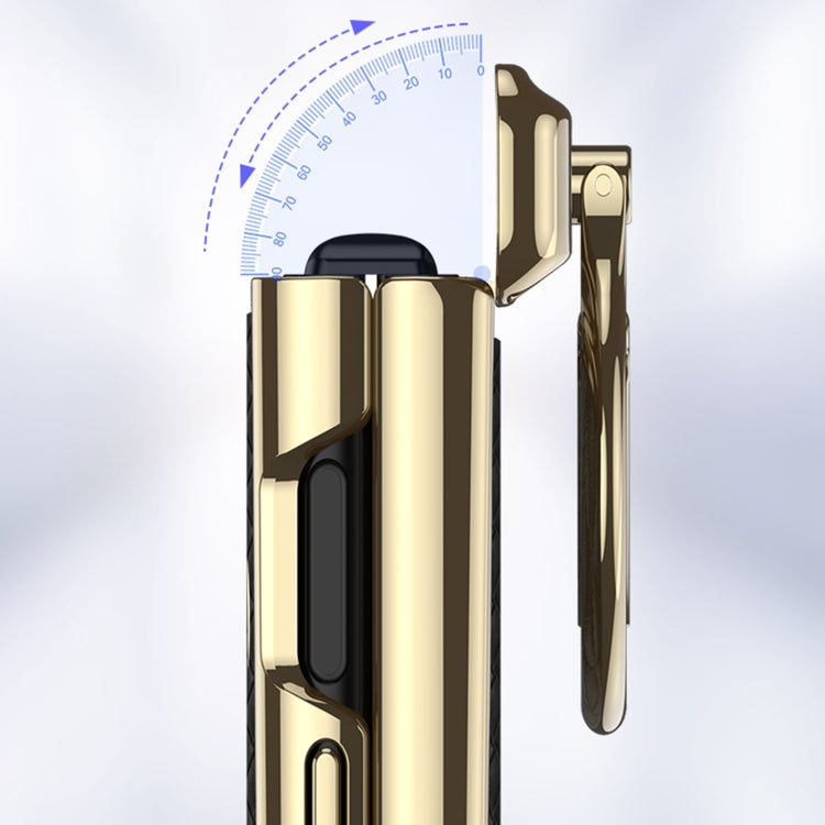 For Huawei Pocket 2 GKK Magnetic Shaft Electroplated Plain Leather Woven Texture Phone Case with Ring(Black) - free shipping - PMC Jewellery - Order now!