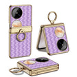 For Huawei Pocket 2 GKK Magnetic Shaft Electroplated Plain Leather Woven Texture Phone Case with Ring(Purple) - free shipping - PMC Jewellery - Order now!