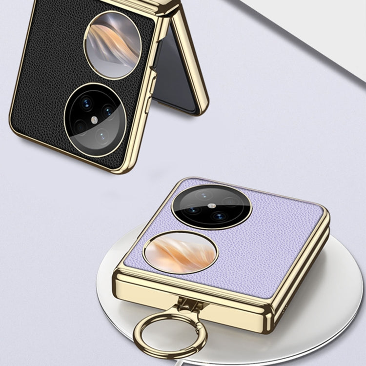 For Huawei Pocket 2 GKK Electroplated Leather Phone Case with Ring(Purple) - free shipping - PMC Jewellery - Order now!