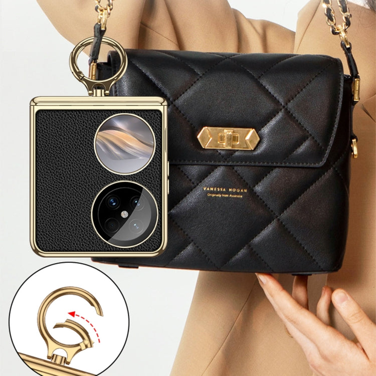 For Huawei Pocket 2 GKK Electroplated Leather Phone Case with Ring(White) - free shipping - PMC Jewellery - Order now!