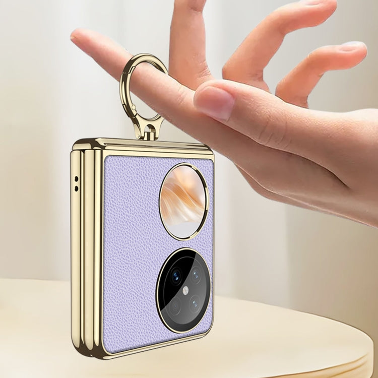 For Huawei Pocket 2 GKK Electroplated Leather Phone Case with Ring(White) - free shipping - PMC Jewellery - Order now!