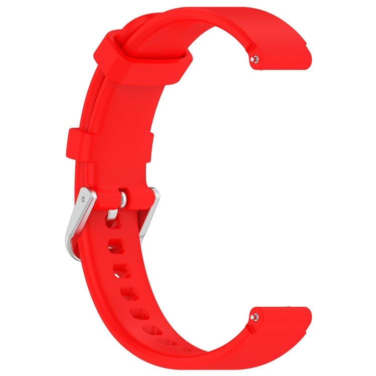 12mm Universal Solid Color Silver Buckle Silicone Watch Band(Red)