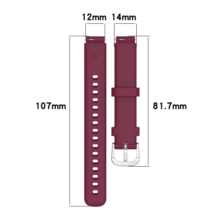 12mm Universal Solid Color Silver Buckle Silicone Watch Band(Light Grey)