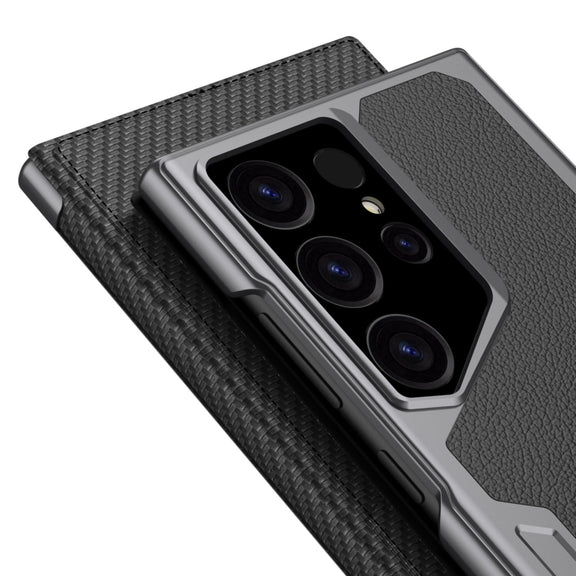 For Samsung Galaxy S24 Ultra 5G GKK Armor Flip Leather Phone Case, Without Pen(Litchi Texture Black)