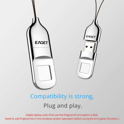 EAGET FU5 64G USB 2.0 Interface Metal Flash U Disk with Fingerprint Identification - free shipping - PMC Jewellery - Order now!