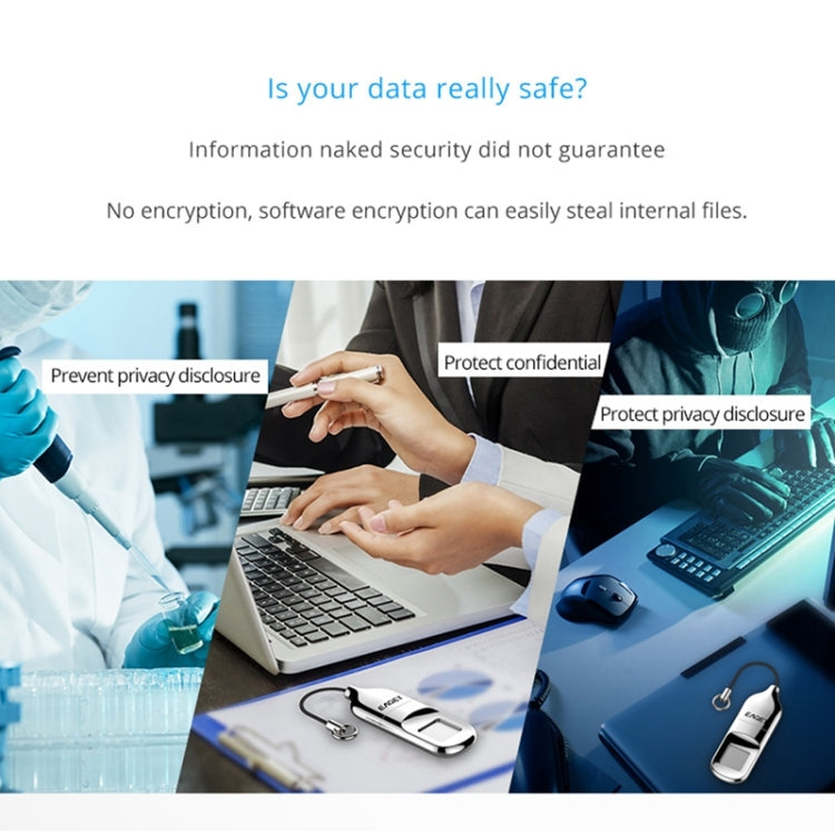 EAGET FU5 64G USB 2.0 Interface Metal Flash U Disk with Fingerprint Identification - free shipping - PMC Jewellery - Order now!