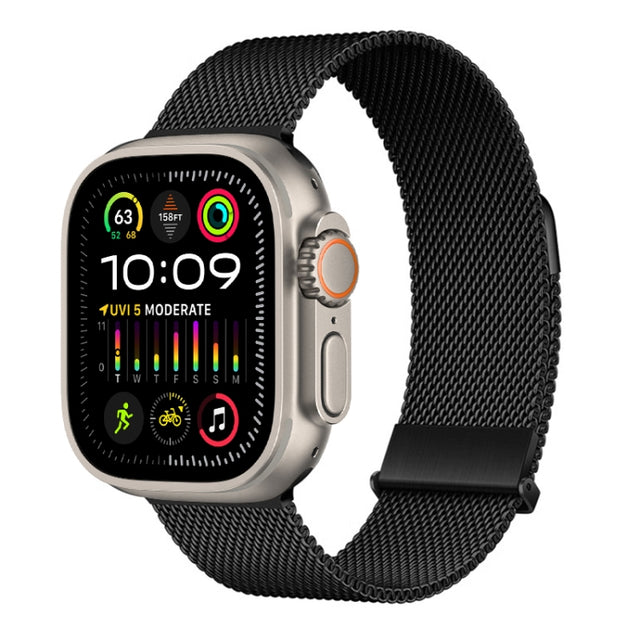 For Apple Watch Ultra 2 49mm ZGA Milanese Magnetic Metal Watch Band(Black)