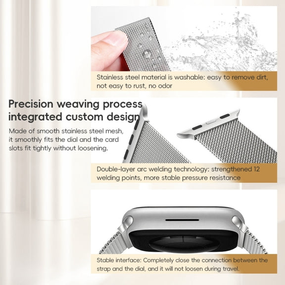 For Apple Watch Series 10 42mm ZGA Milanese Magnetic Metal Watch Band(Black)