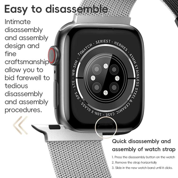 For Apple Watch 42mm ZGA Milanese Magnetic Metal Watch Band(Black) - Watch Bands by ZGA | Online Shopping South Africa | PMC TechLife | Buy Now Pay Later Mobicred