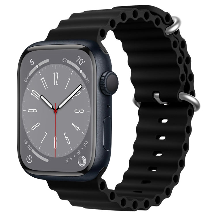 For Apple Watch Series 8 45mm ZGA Ocean Silicone Watch Band(Black) - Watch Bands by ZGA | Online Shopping South Africa | PMC TechLife | Buy Now Pay Later Mobicred