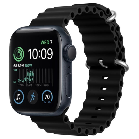 For Apple Watch SE 2022 44mm ZGA Ocean Silicone Watch Band(Black)