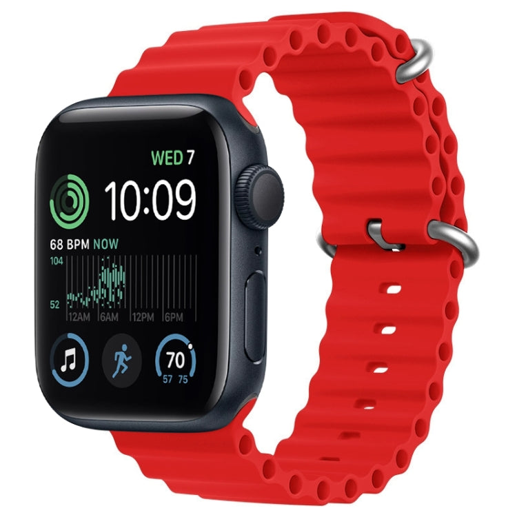 For Apple Watch SE 2022 44mm ZGA Ocean Silicone Watch Band(Red) - Watch Bands by ZGA | Online Shopping South Africa | PMC TechLife | Buy Now Pay Later Mobicred