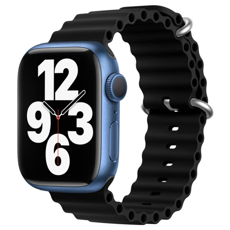 For Apple Watch Series 7 45mm ZGA Ocean Silicone Watch Band(Black) - Watch Bands by ZGA | Online Shopping South Africa | PMC TechLife | Buy Now Pay Later Mobicred