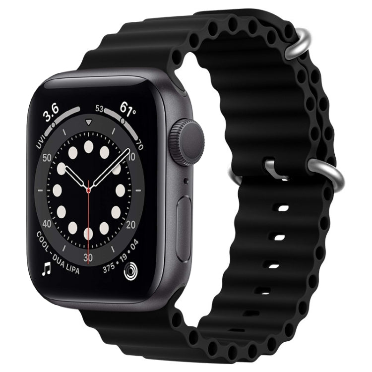 For Apple Watch Series 6 44mm ZGA Ocean Silicone Watch Band(Black) - Watch Bands by ZGA | Online Shopping South Africa | PMC TechLife | Buy Now Pay Later Mobicred