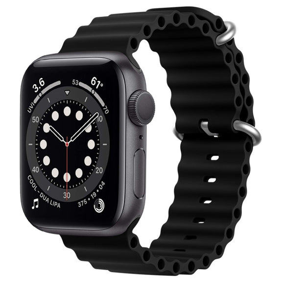 For Apple Watch Series 6 44mm ZGA Ocean Silicone Watch Band(Black)