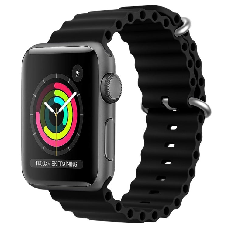 For Apple Watch Series 3 42mm ZGA Ocean Silicone Watch Band(Black) - Watch Bands by ZGA | Online Shopping South Africa | PMC TechLife | Buy Now Pay Later Mobicred