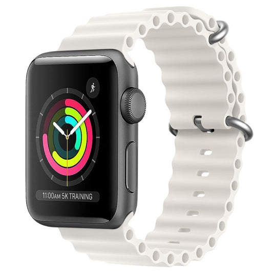 For Apple Watch 42mm ZGA Ocean Silicone Watch Band(White) - Watch Bands by ZGA | Online Shopping South Africa | PMC Jewellery | Buy Now Pay Later Mobicred