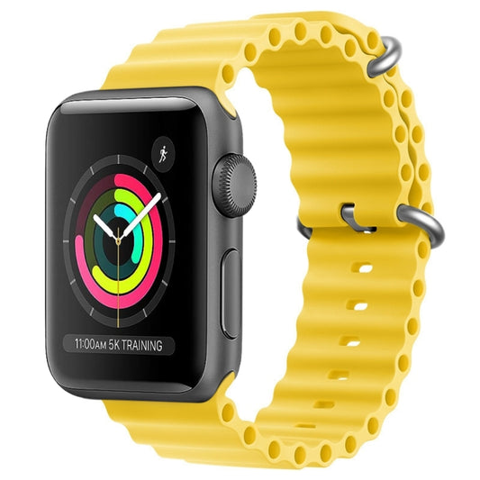 For Apple Watch 42mm ZGA Ocean Silicone Watch Band(Yellow) - Watch Bands by ZGA | Online Shopping South Africa | PMC Jewellery | Buy Now Pay Later Mobicred