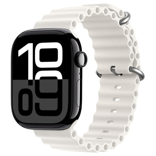 For Apple Watch Series 10 42mm ZGA Ocean Silicone Watch Band(White) - Watch Bands by ZGA | Online Shopping South Africa | PMC Jewellery | Buy Now Pay Later Mobicred