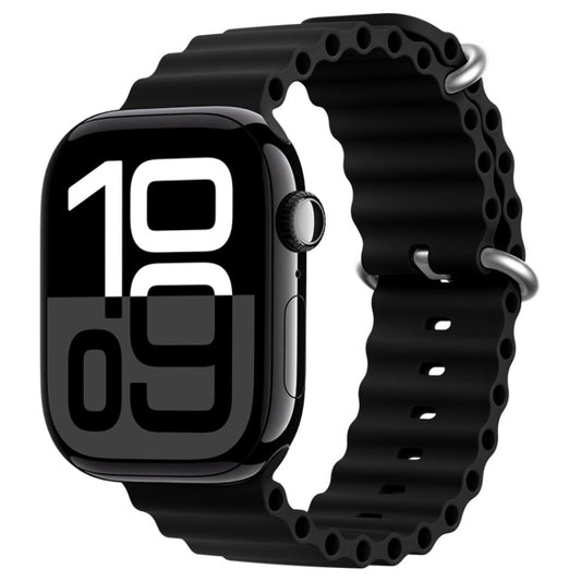 For Apple Watch Series 10 42mm ZGA Ocean Silicone Watch Band(Black) - Watch Bands by ZGA | Online Shopping South Africa | PMC Jewellery | Buy Now Pay Later Mobicred