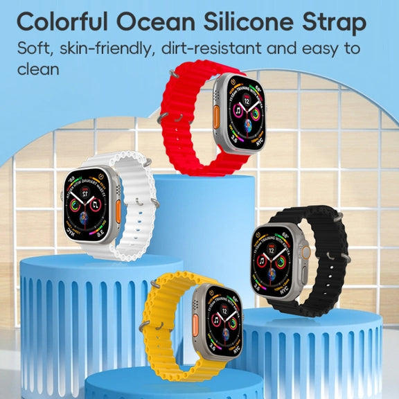 For Apple Watch Series 10 42mm ZGA Ocean Silicone Watch Band(Yellow)
