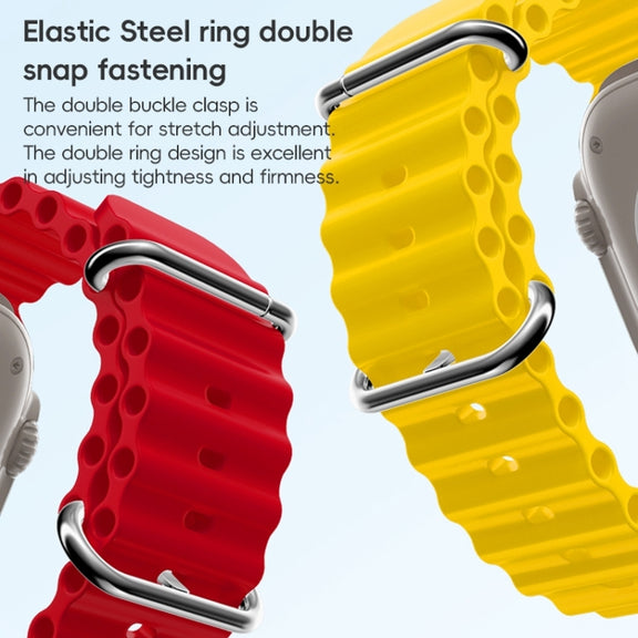 For Apple Watch Series 10 42mm ZGA Ocean Silicone Watch Band(Yellow)