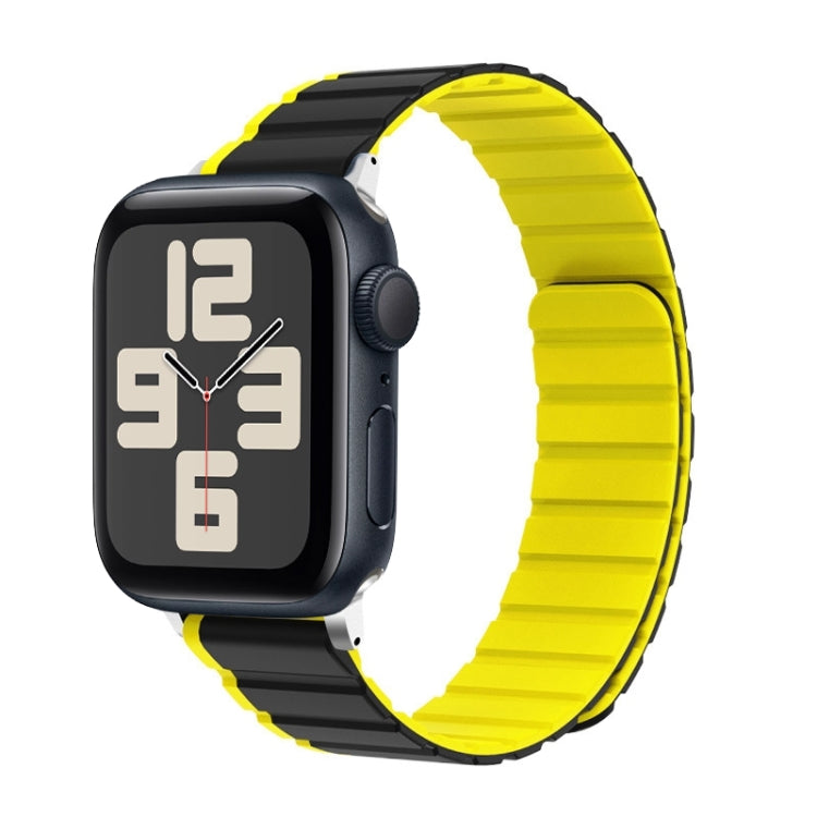 For Apple Watch SE 2023 44mm ZGA Two Color Magnetic Silicone Watch Band(Grey+Yellow) - Watch Bands by ZGA | Online Shopping South Africa | PMC TechLife | Buy Now Pay Later Mobicred