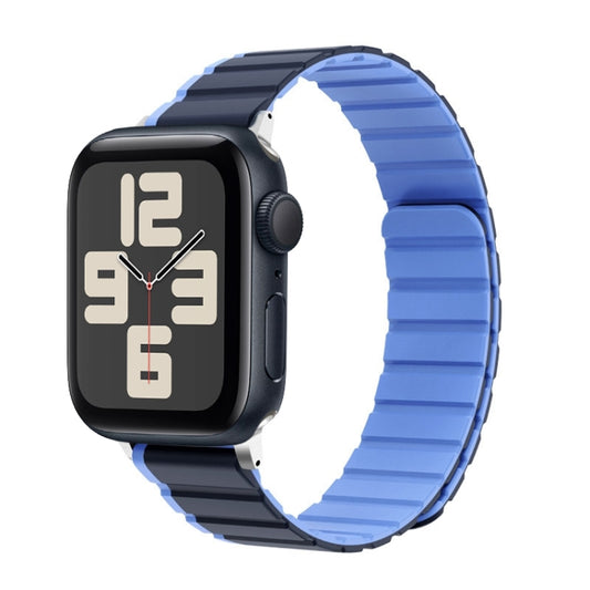 For Apple Watch SE 2023 44mm ZGA Two Color Magnetic Silicone Watch Band(Dark Blue+Light Blue) - free shipping - PMC Jewellery - Order now!