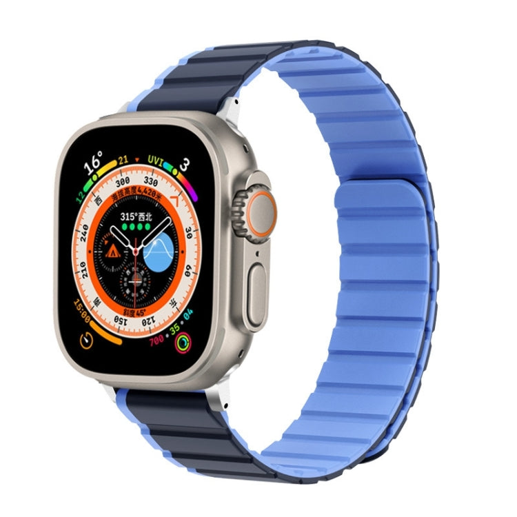For Apple Watch Ultra 2 49mm ZGA Two Color Magnetic Silicone Watch Band(Dark Blue+Light Blue) - Watch Bands by ZGA | Online Shopping South Africa | PMC TechLife | Buy Now Pay Later Mobicred