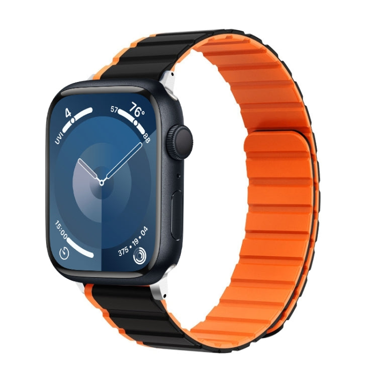 For Apple Watch Series 9 45mm ZGA Two Color Magnetic Silicone Watch Band(Black+Orange) - Watch Bands by ZGA | Online Shopping South Africa | PMC TechLife | Buy Now Pay Later Mobicred