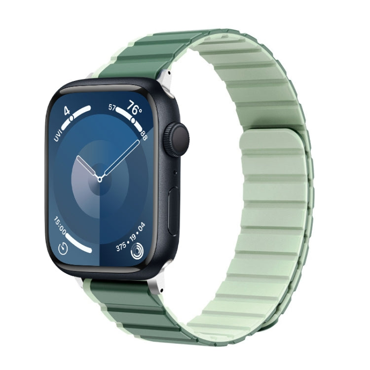 For Apple Watch Series 9 45mm ZGA Two Color Magnetic Silicone Watch Band(Dark Green+Light Green) - Watch Bands by ZGA | Online Shopping South Africa | PMC TechLife | Buy Now Pay Later Mobicred